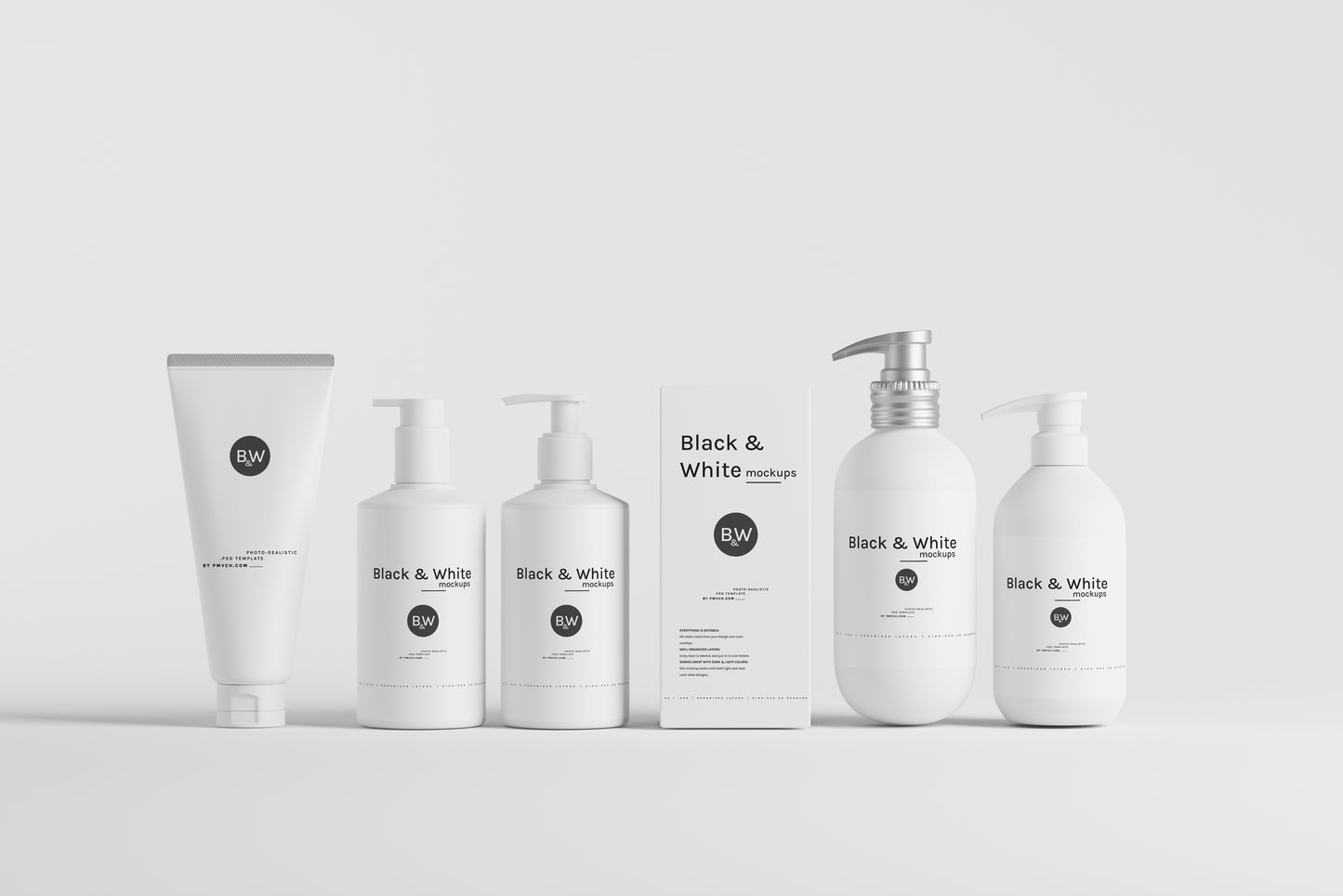 Black & White Mockups - Pump Bottles