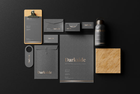 Darkside - A dark color branding identity mockups