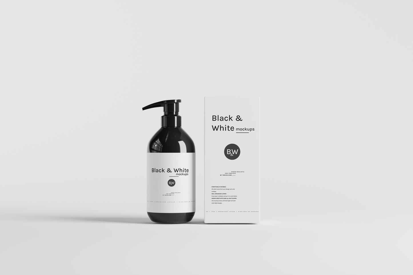 Black & White Mockups - Pump Bottles