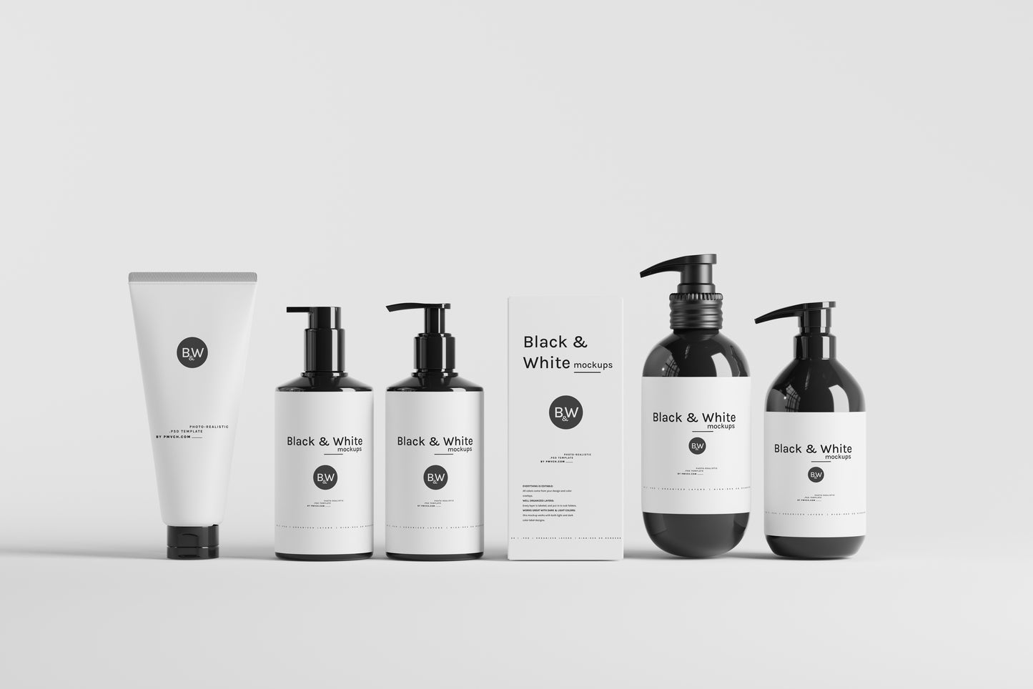 Black & White Mockups - Pump Bottles