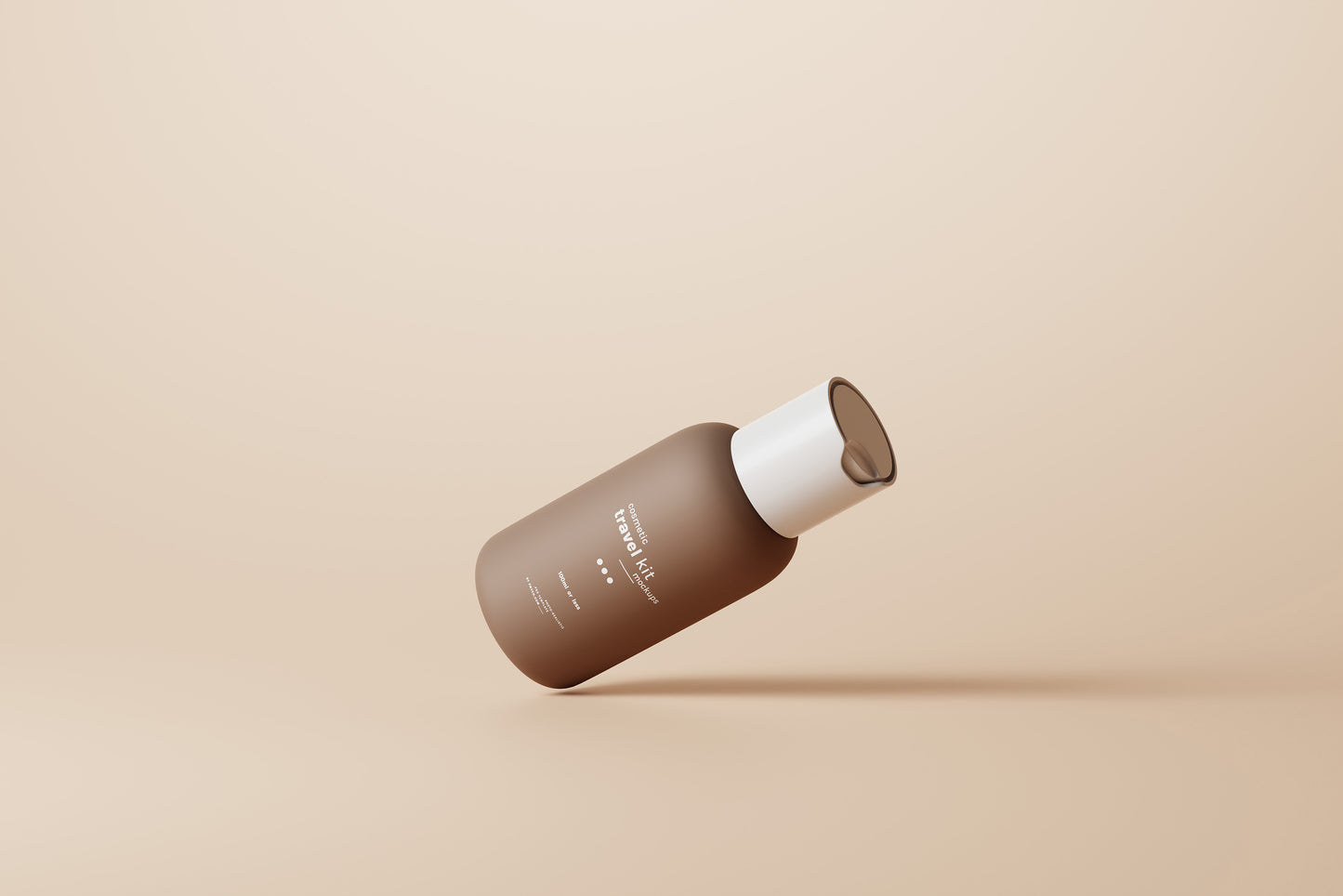 Travel-Size Small Disc Top Cap Cosmetic Bottle Mockups