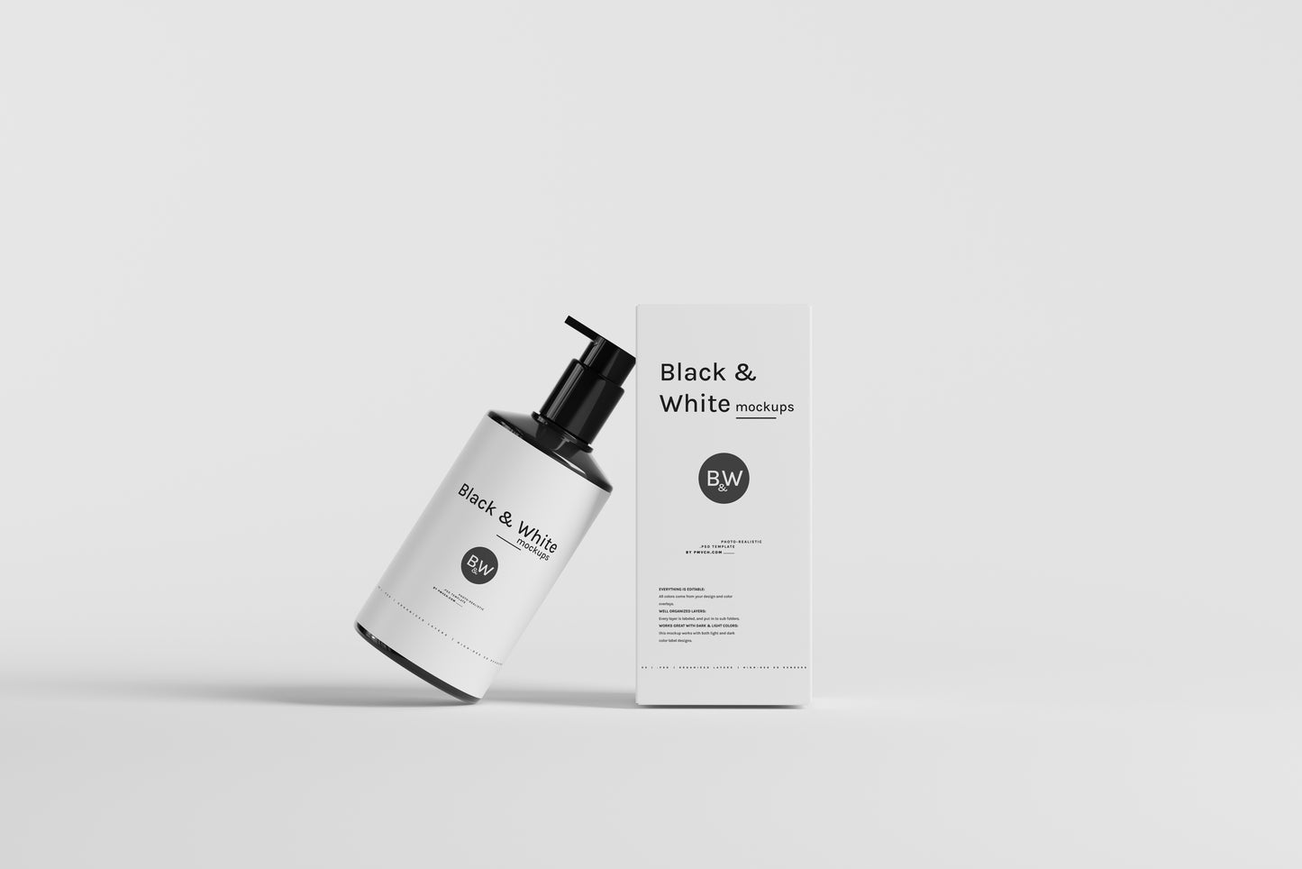 Black & White Mockups - Pump Bottles