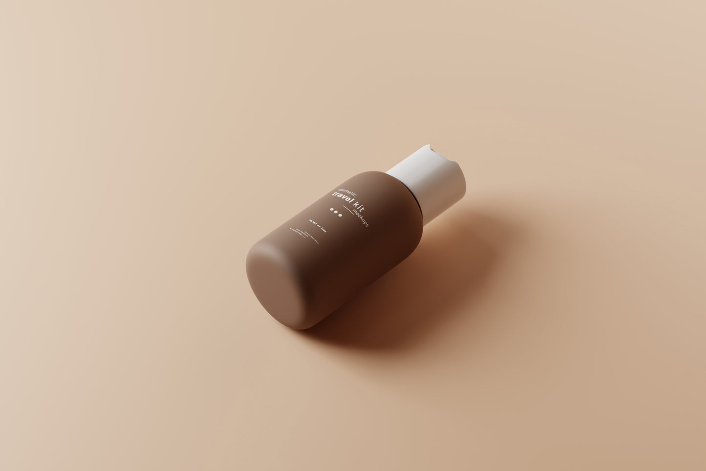 Travel-Size Small Disc Top Cap Cosmetic Bottle Mockups