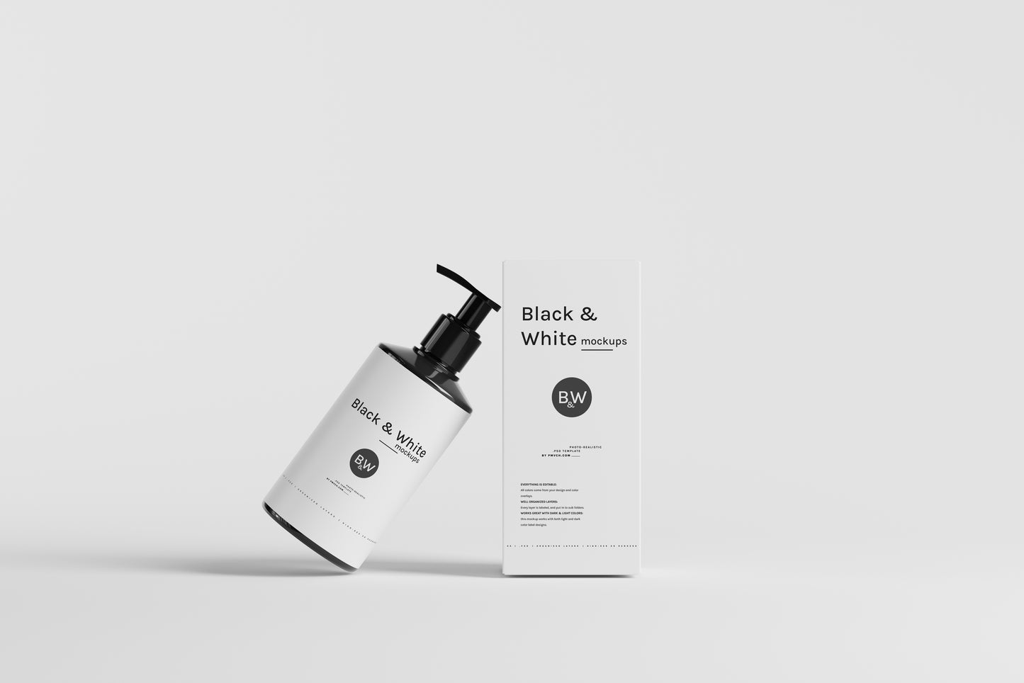 Black & White Mockups - Pump Bottles