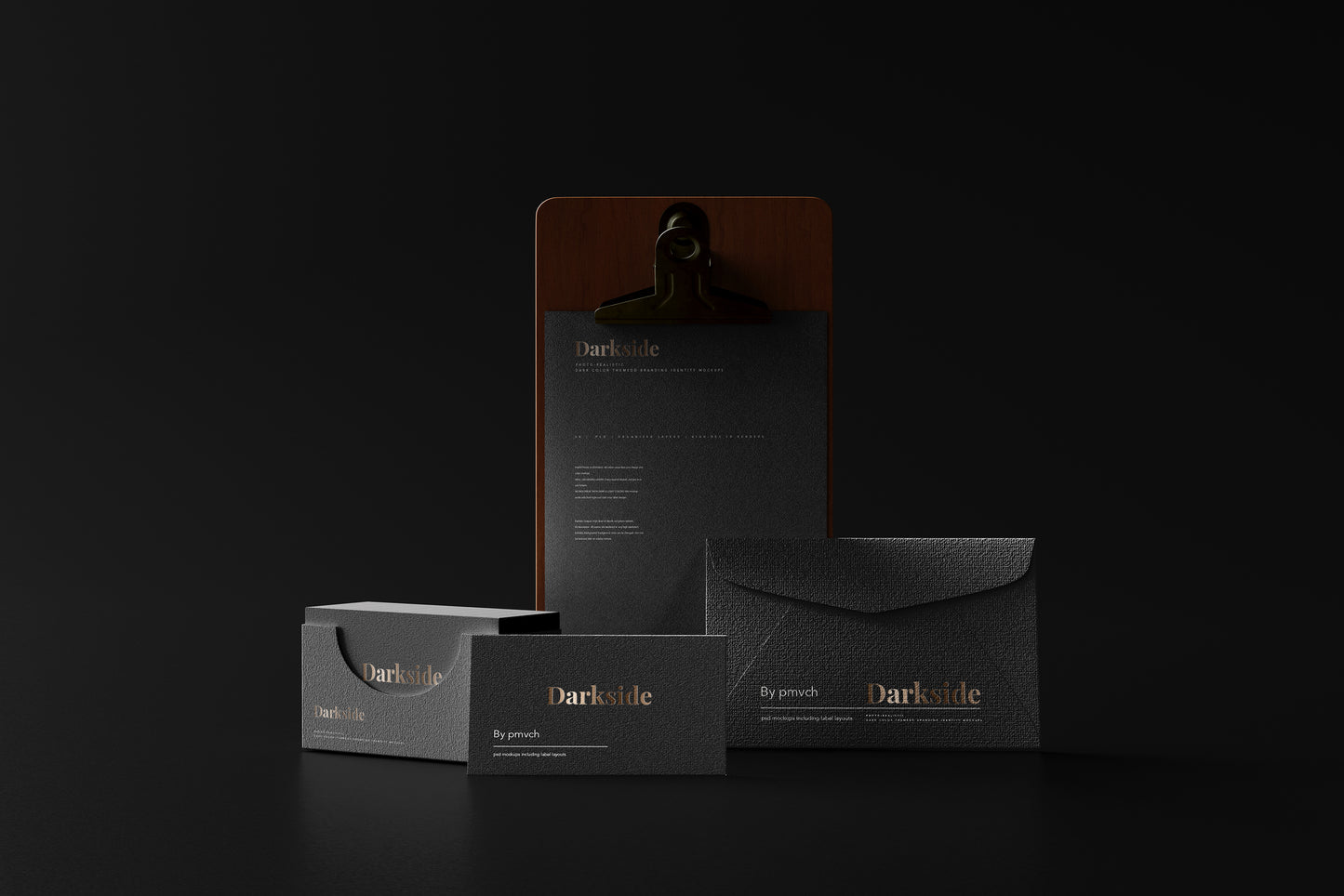 Darkside - A dark color branding identity mockups