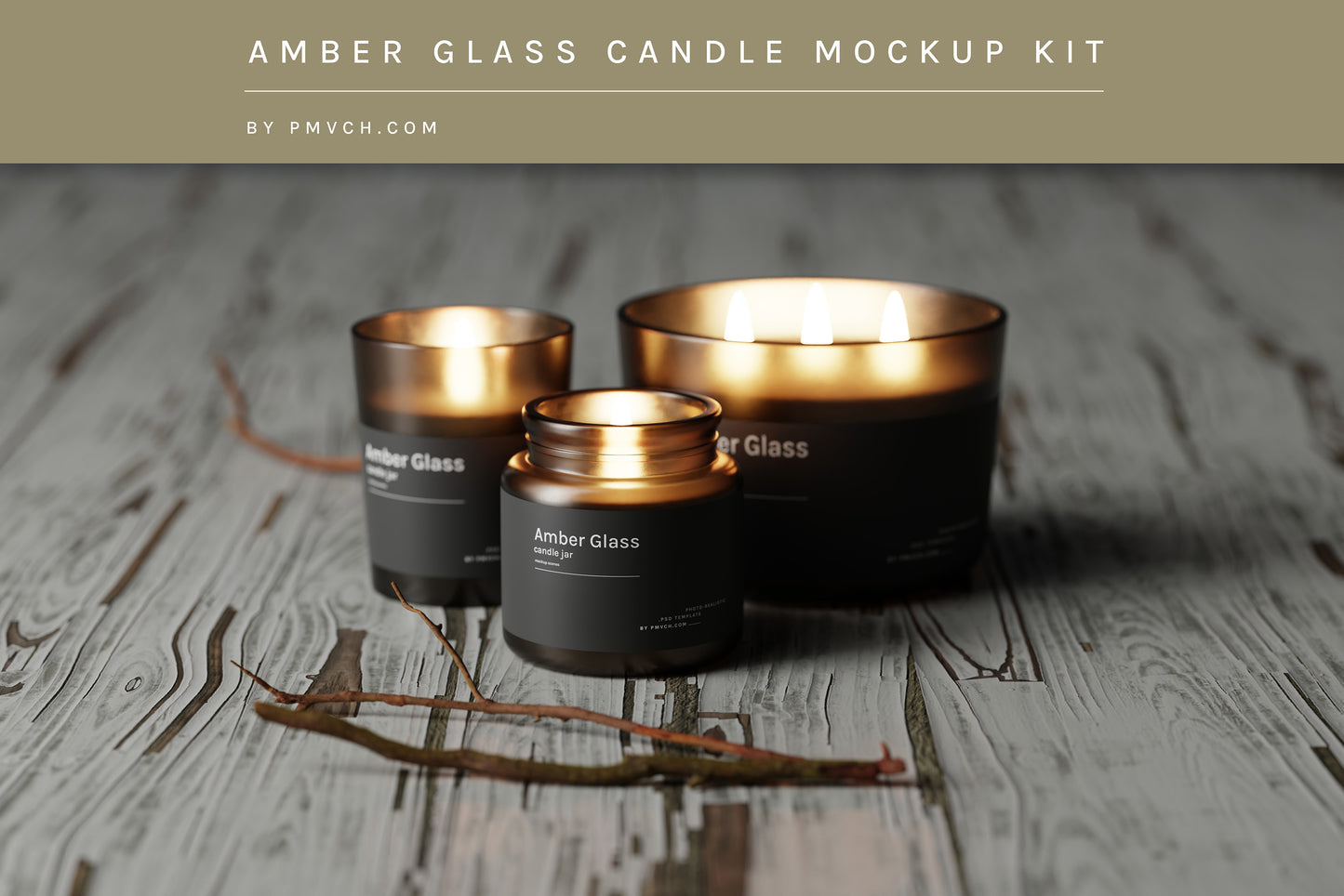 Amber Glass Candle Mockup Kit