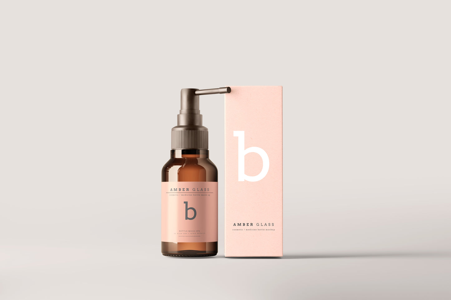 Amber Glass Throat Spray Bottle Mockups