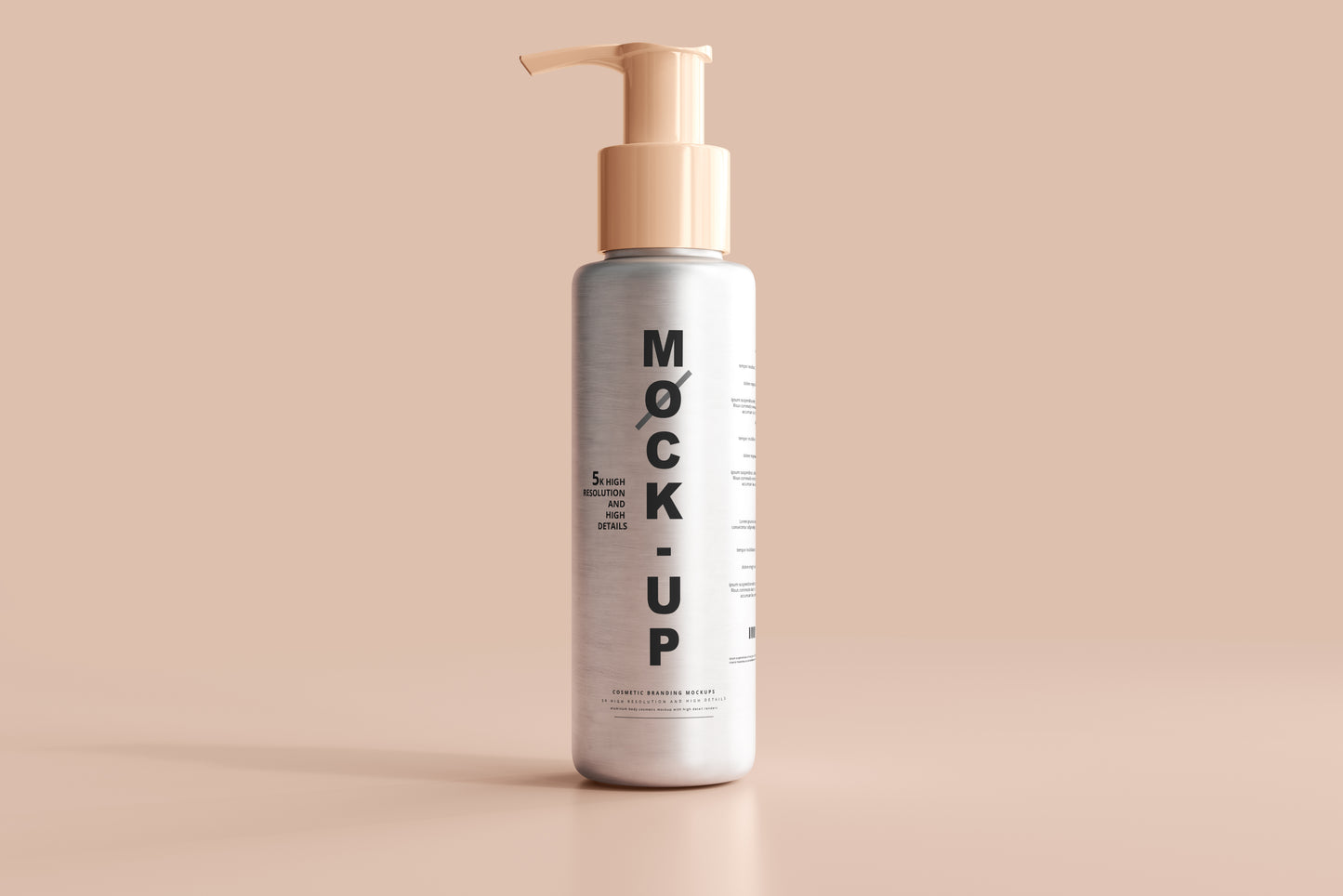 Aluminum Body Cosmetic Pump Bottle Mockup