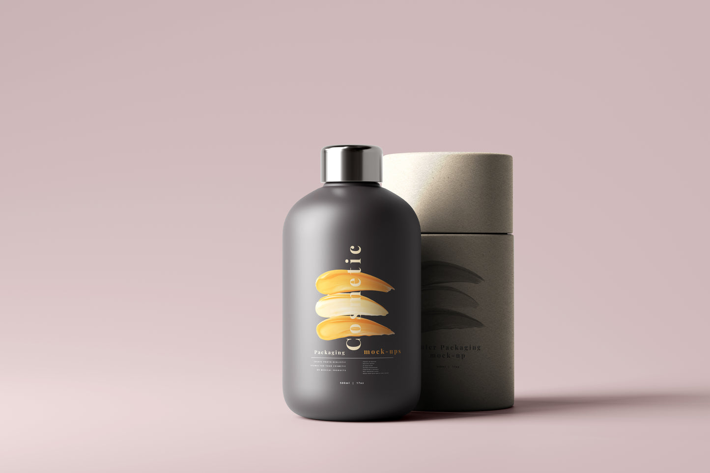 Dark Color Plastic Cosmetic Packaging Bottle Mockup