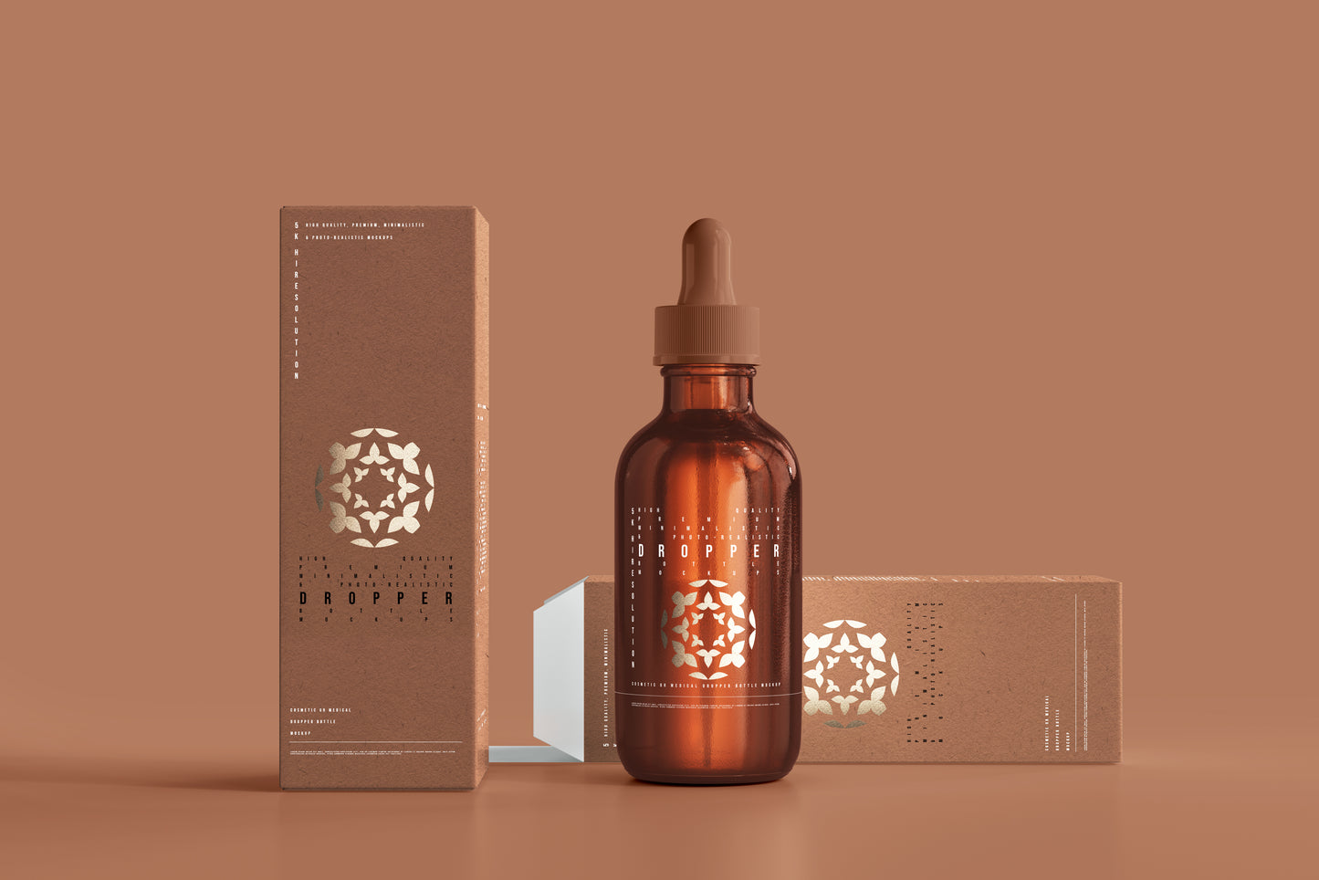 Amber Glass Dropper Bottle Mockup