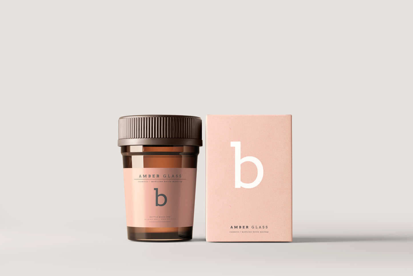 Amber Glass Pills Bottle Mockups