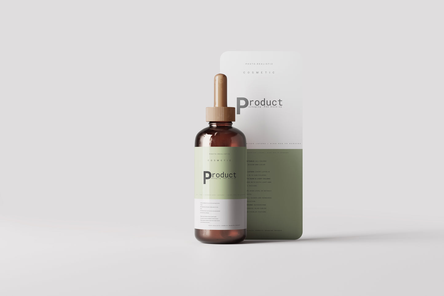 Amber Glass Dropper Bottle Mockup