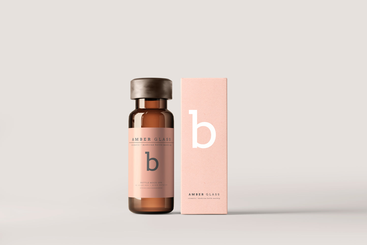 Amber Glass Vial Bottle Mockups