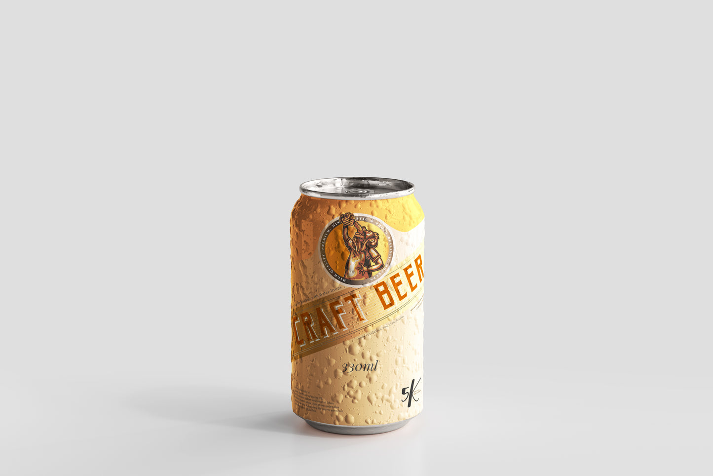 Standard Size Beer Can Mockup with Condensation Effect