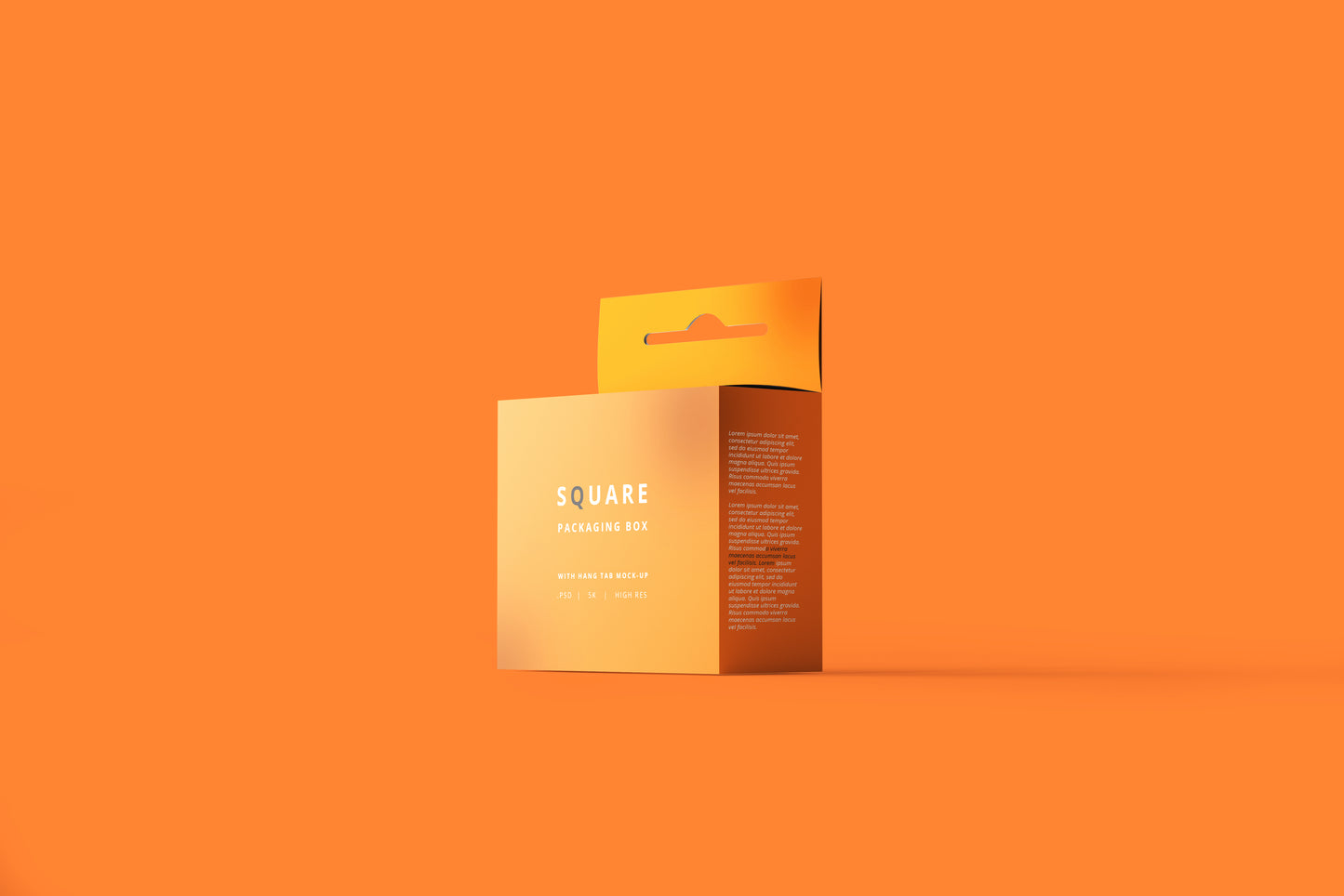 Square Packaging Box With Hang Tab Mockup