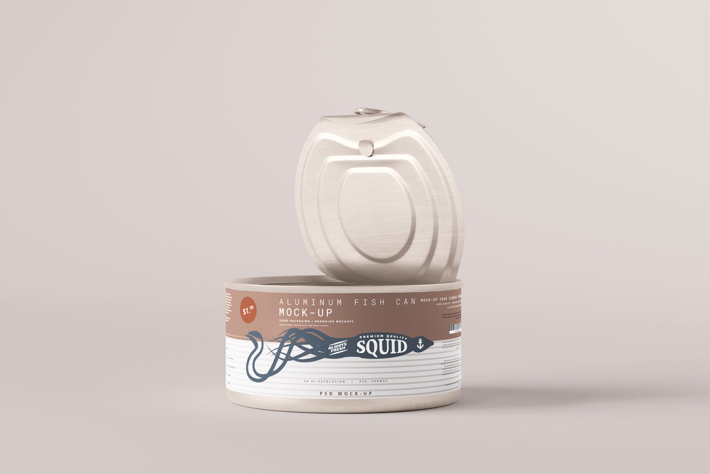 Easy Open Small Aluminum Food Can Mockup