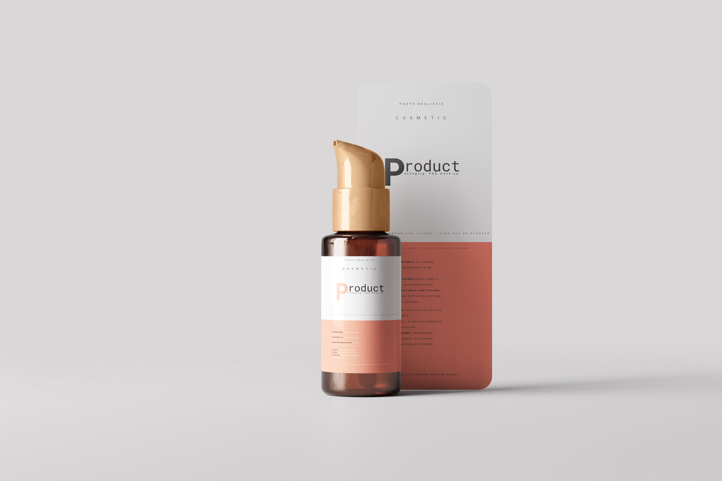 Amber Glass Tiny Airless Pump Bottle Mockup