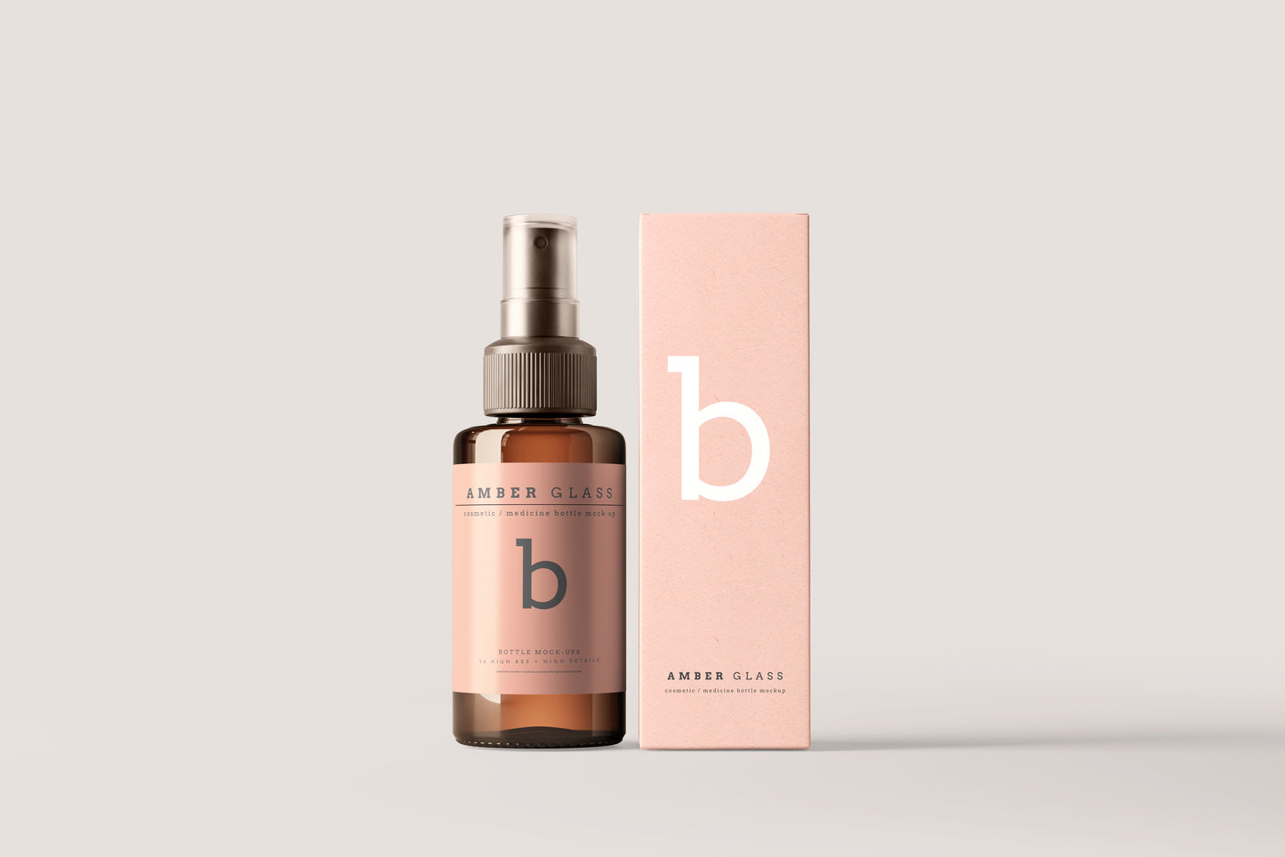 Amber Glass Spray Bottles Mockups