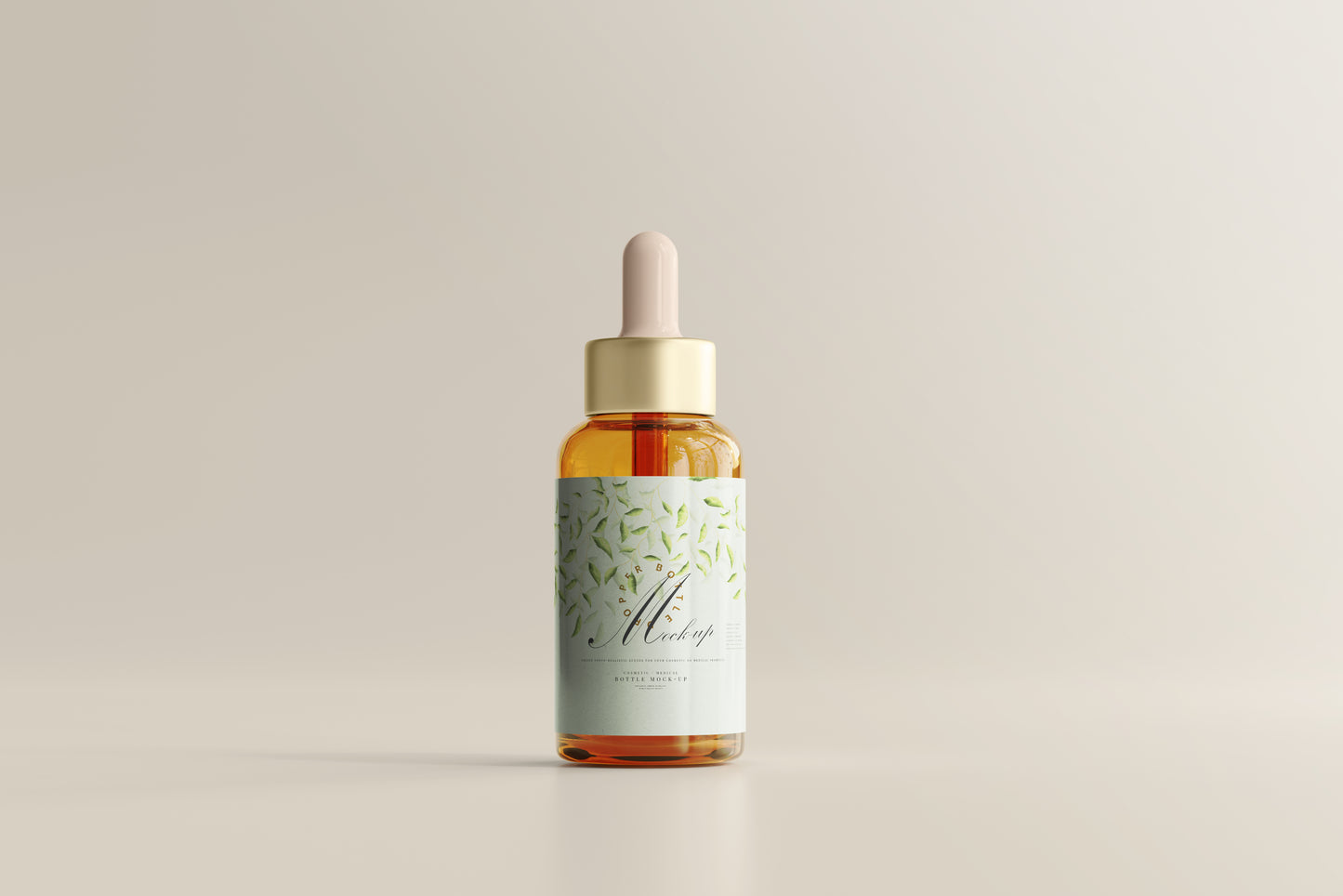 Amber Glass Dropper Bottle Mockup