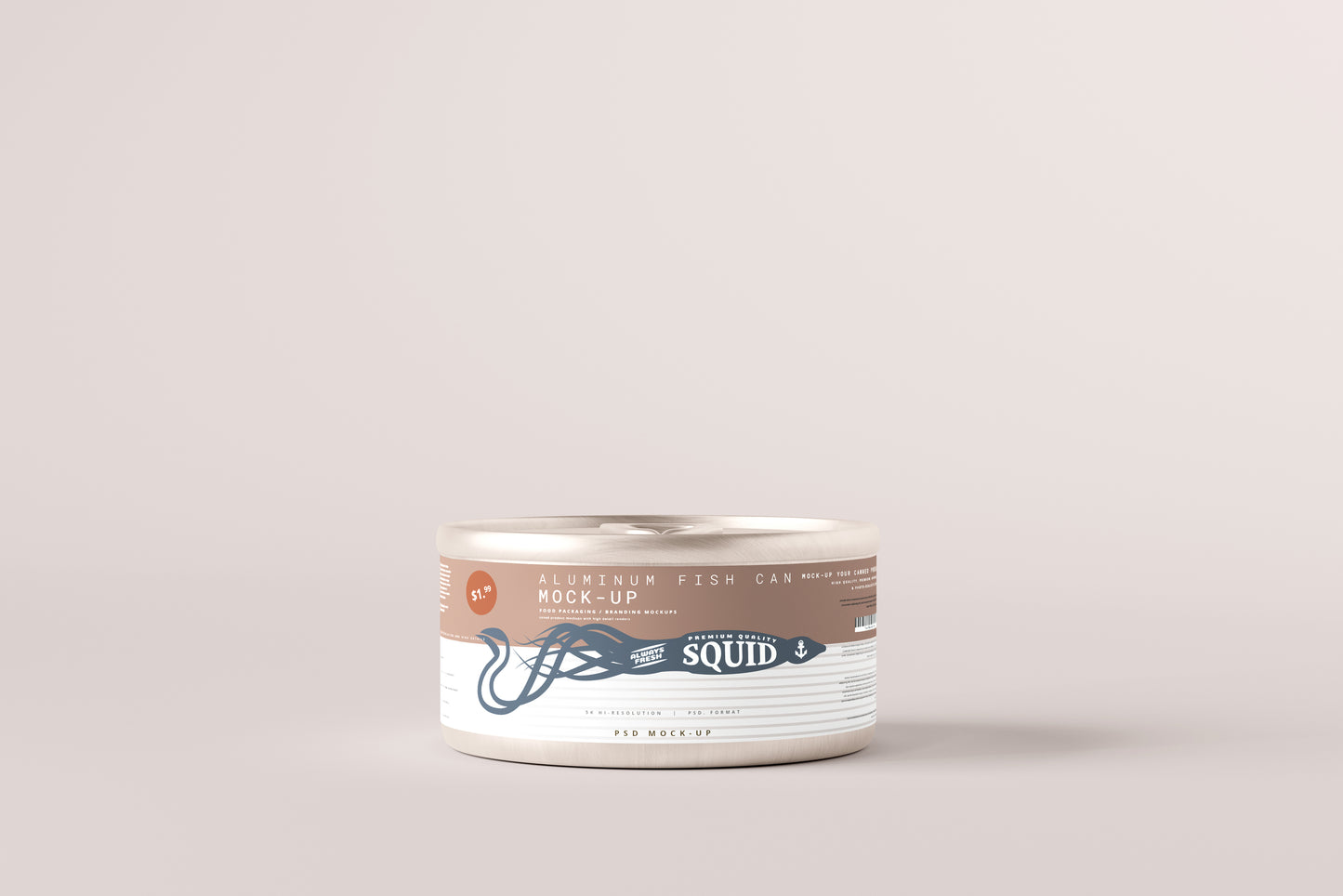 Easy Open Small Aluminum Food Can Mockup