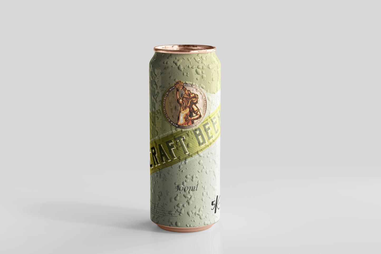 Large Sleek Beer Can Mockup with Condensation Effect