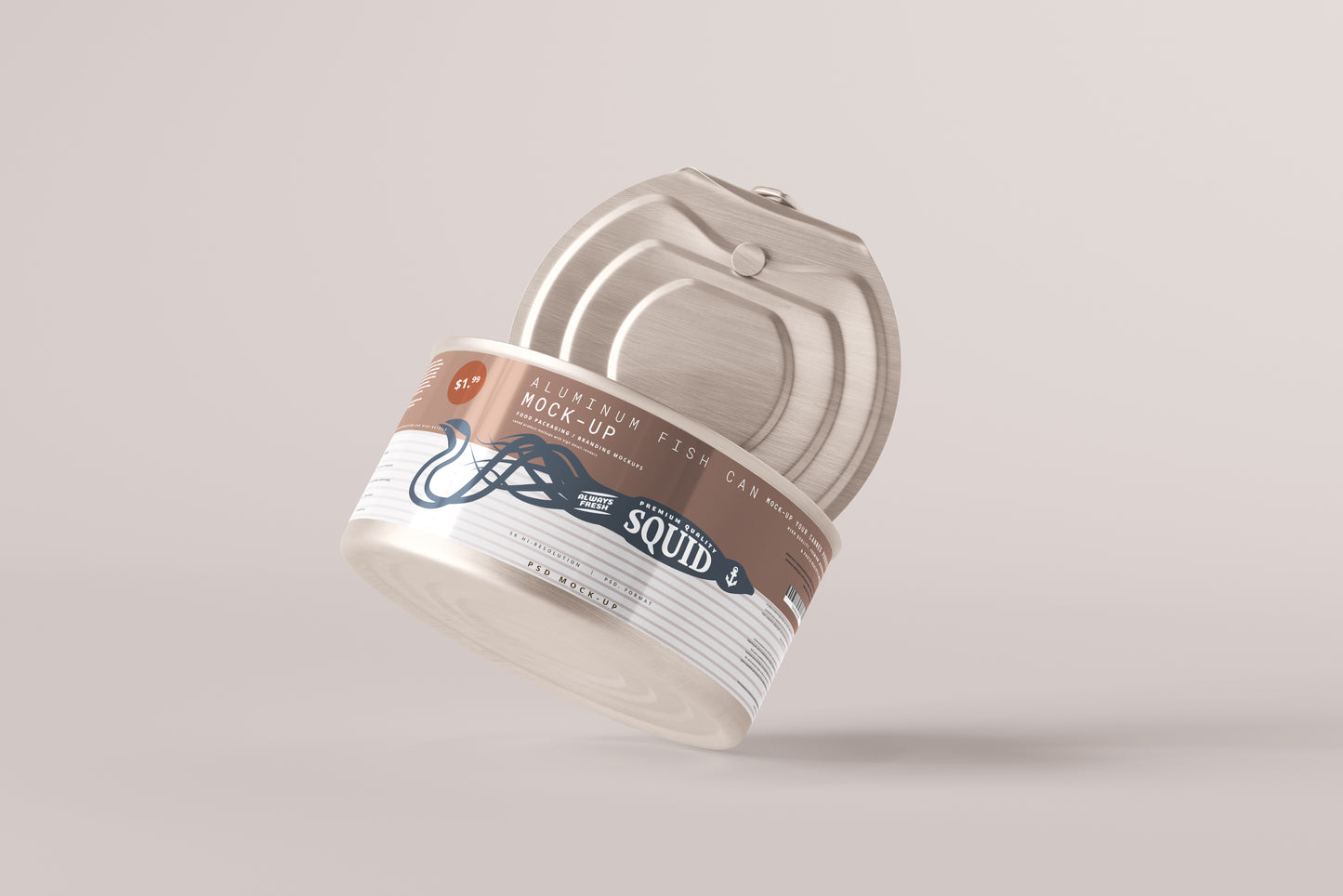 Easy Open Small Aluminum Food Can Mockup
