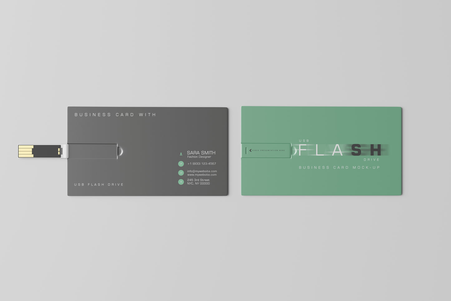 USB Flash Drive Business Card Mockup