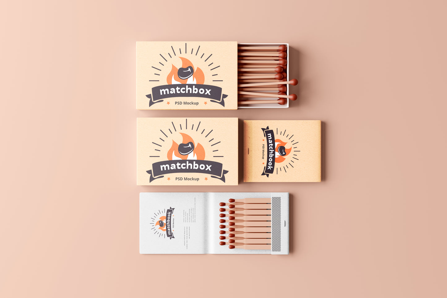 Paper Matchbox & Matchbook Mockups