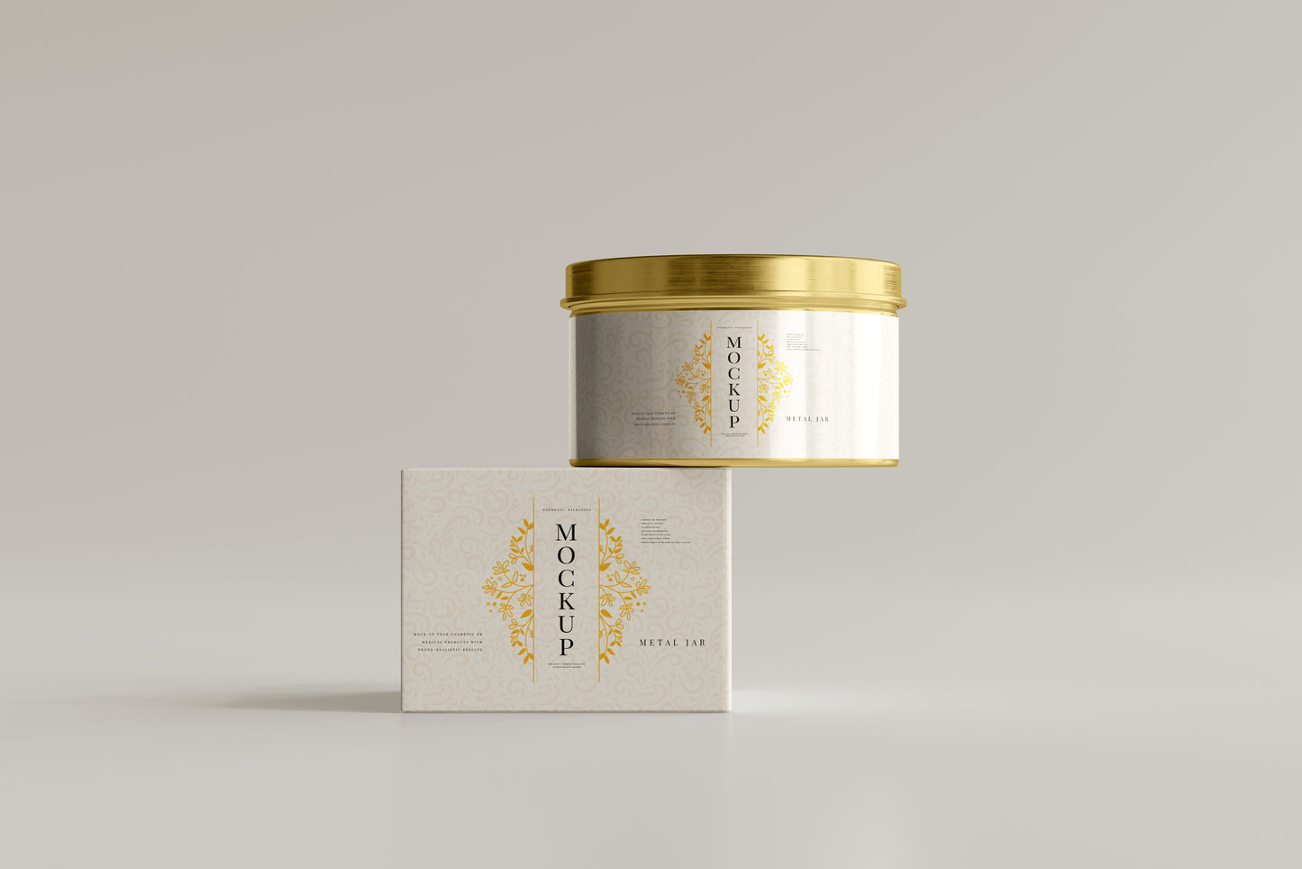 Metal Jar and Box Mockup