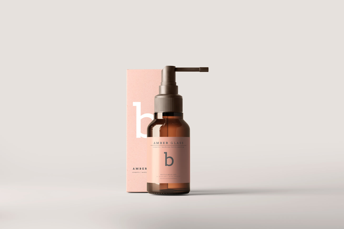 Amber Glass Throat Spray Bottle Mockups