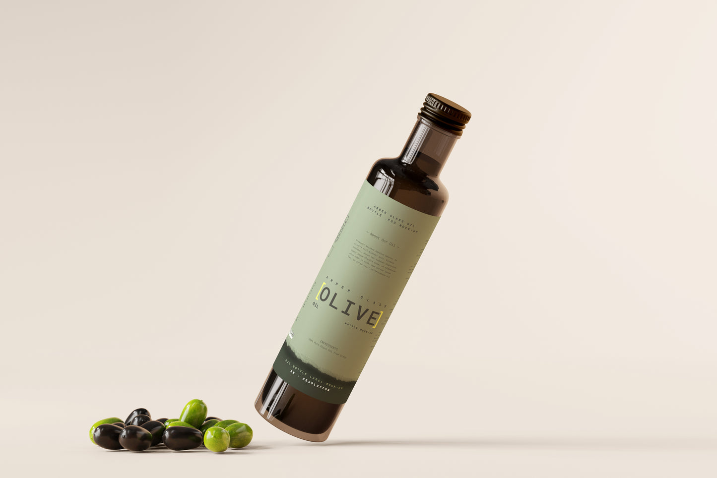 Amber Glass Oil Bottle Mockup Scenes