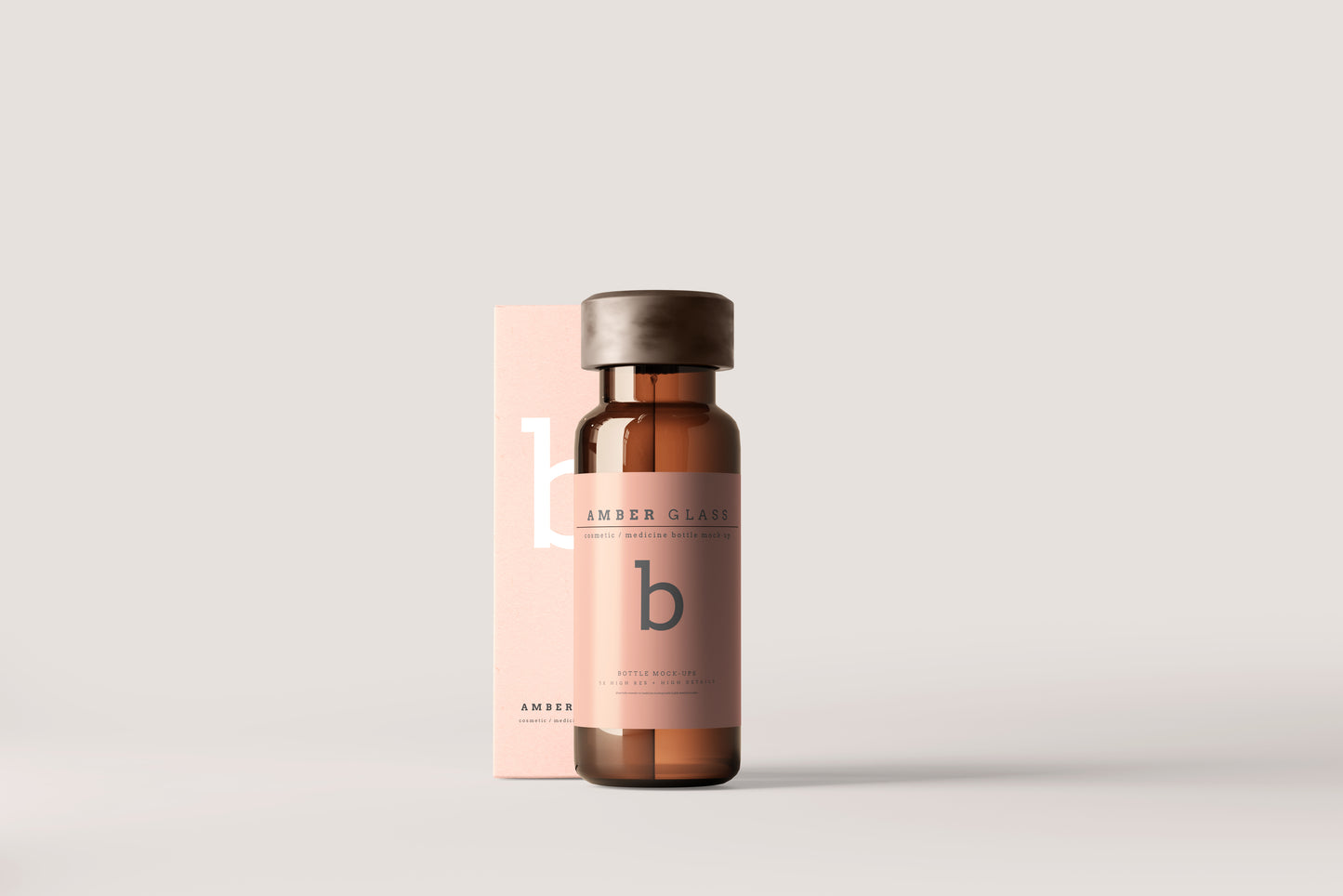 Amber Glass Vial Bottle Mockups