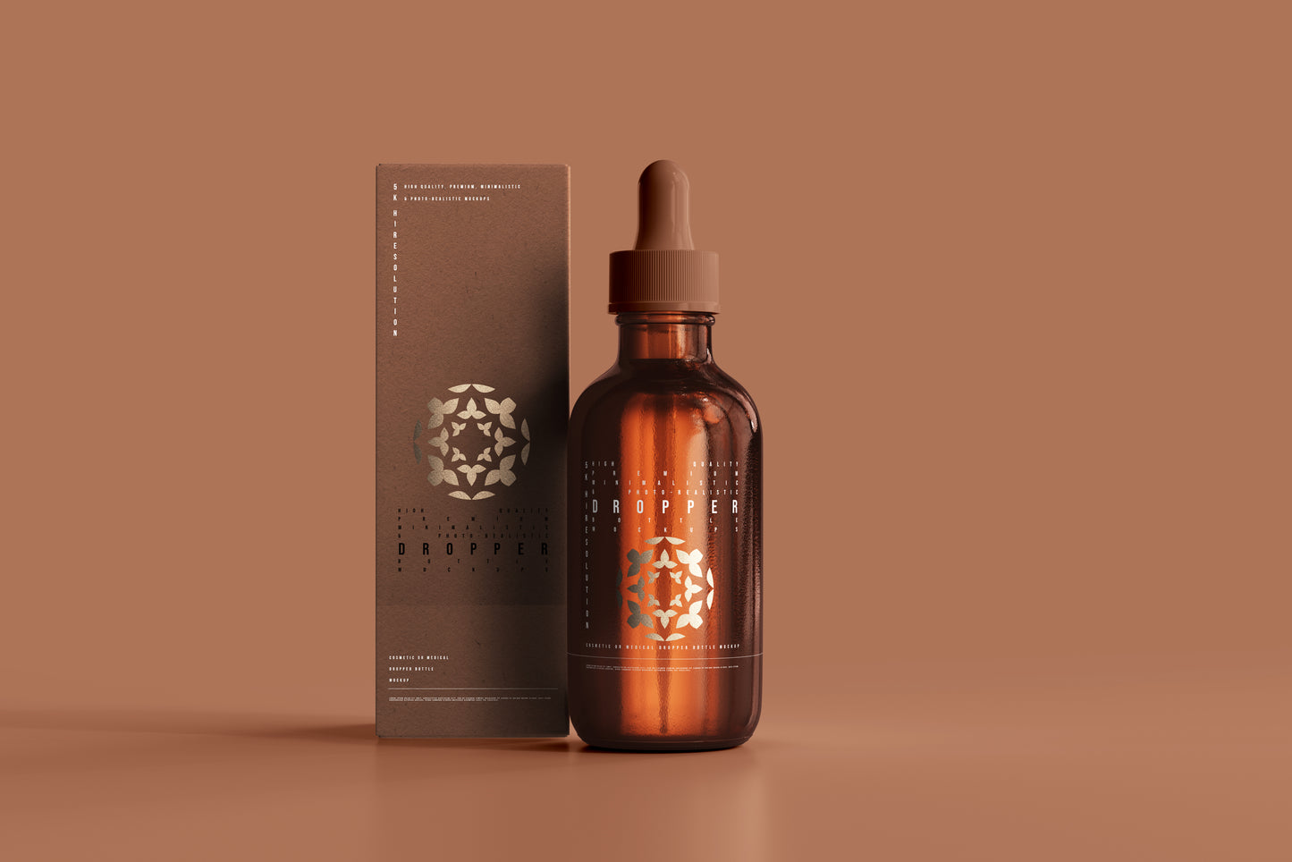 Amber Glass Dropper Bottle Mockup