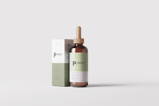 Amber Glass Dropper Bottle Mockup