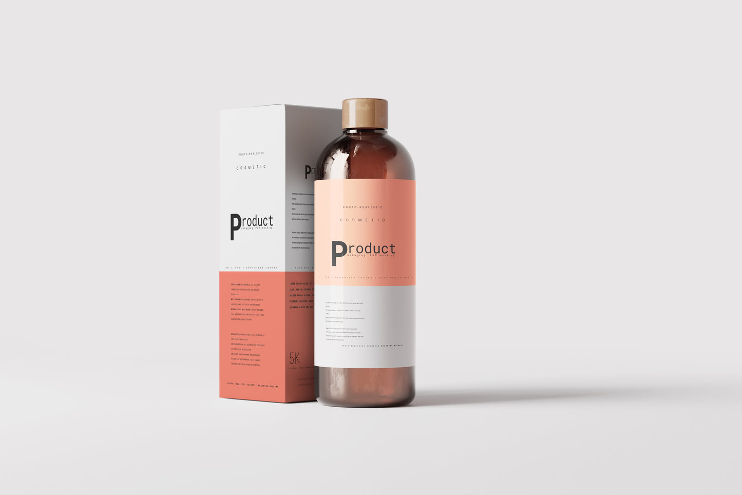 Amber Glass Bottle Mockup