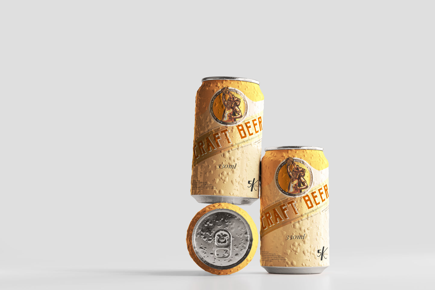 Standard Size Beer Can Mockup with Condensation Effect