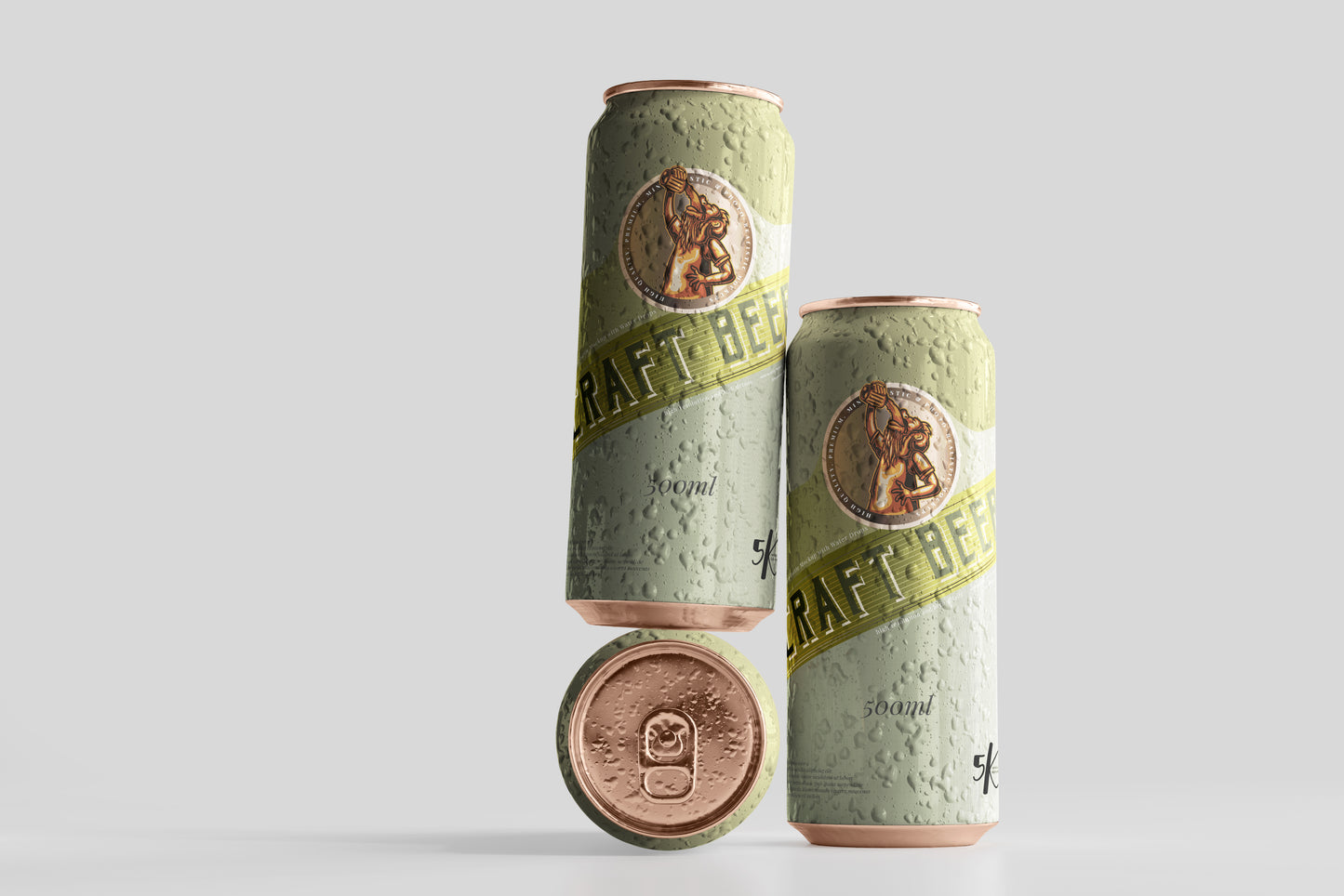 Large Sleek Beer Can Mockup with Condensation Effect