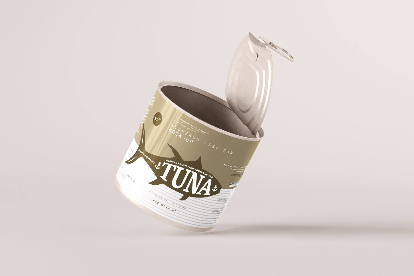 Easy Open Aluminum Food Can Mockup