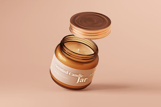 Amber Glass Candle Jar Mockups