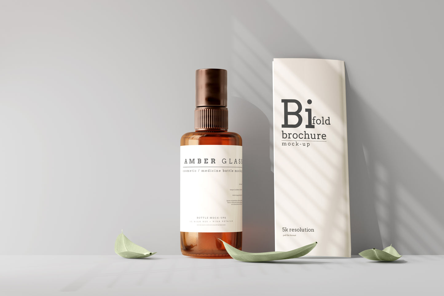 Amber Glass Spray Bottle Mockups