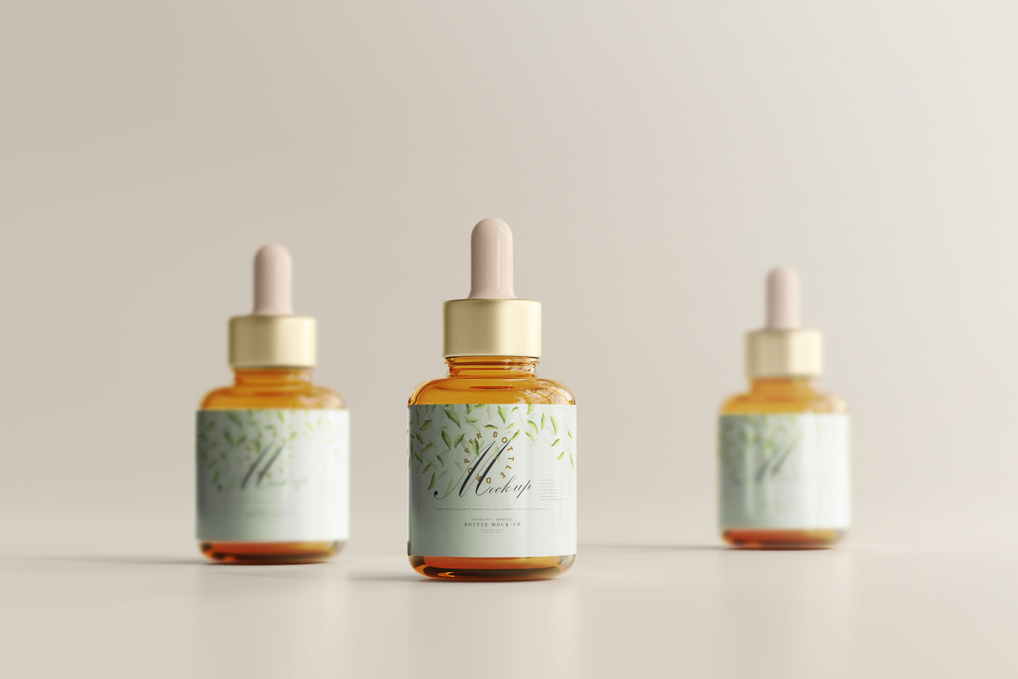 Amber Glass Dropper Bottle Mockup