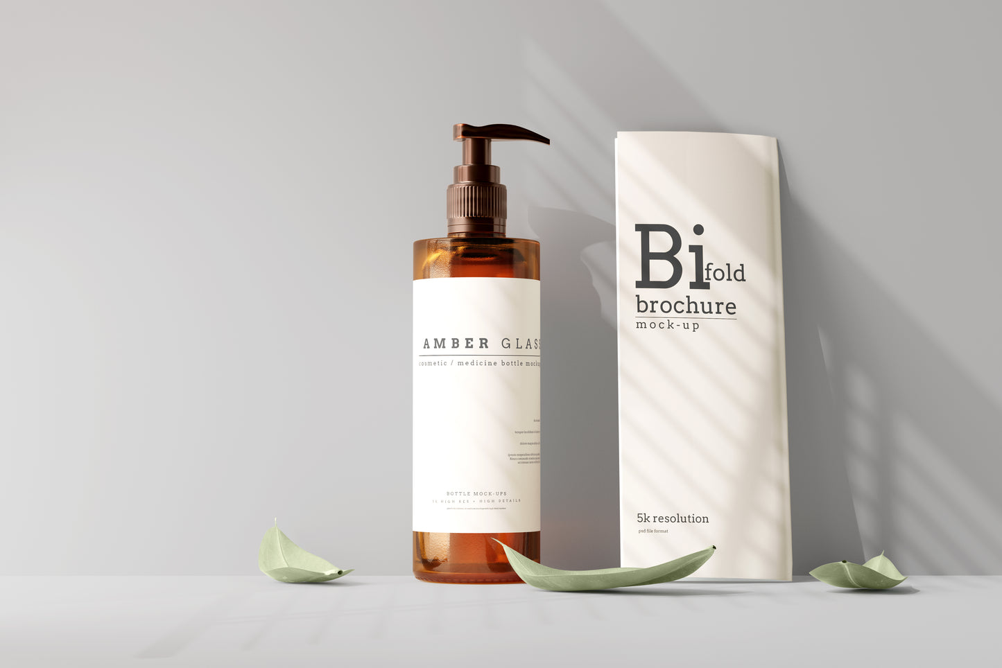 Amber Glass Pump Bottle Mockups