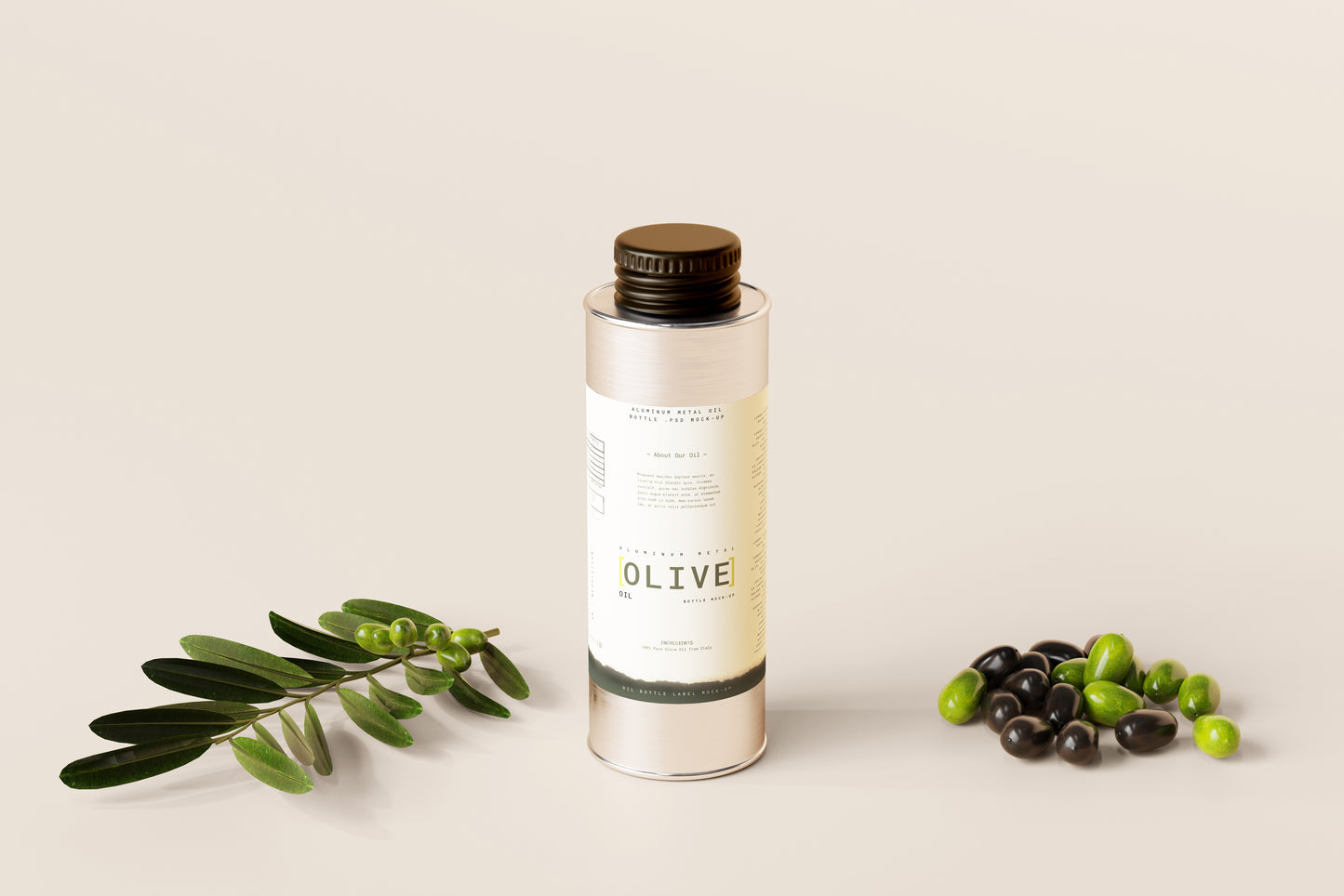 Aluminum Oil Can Mockup Scenes