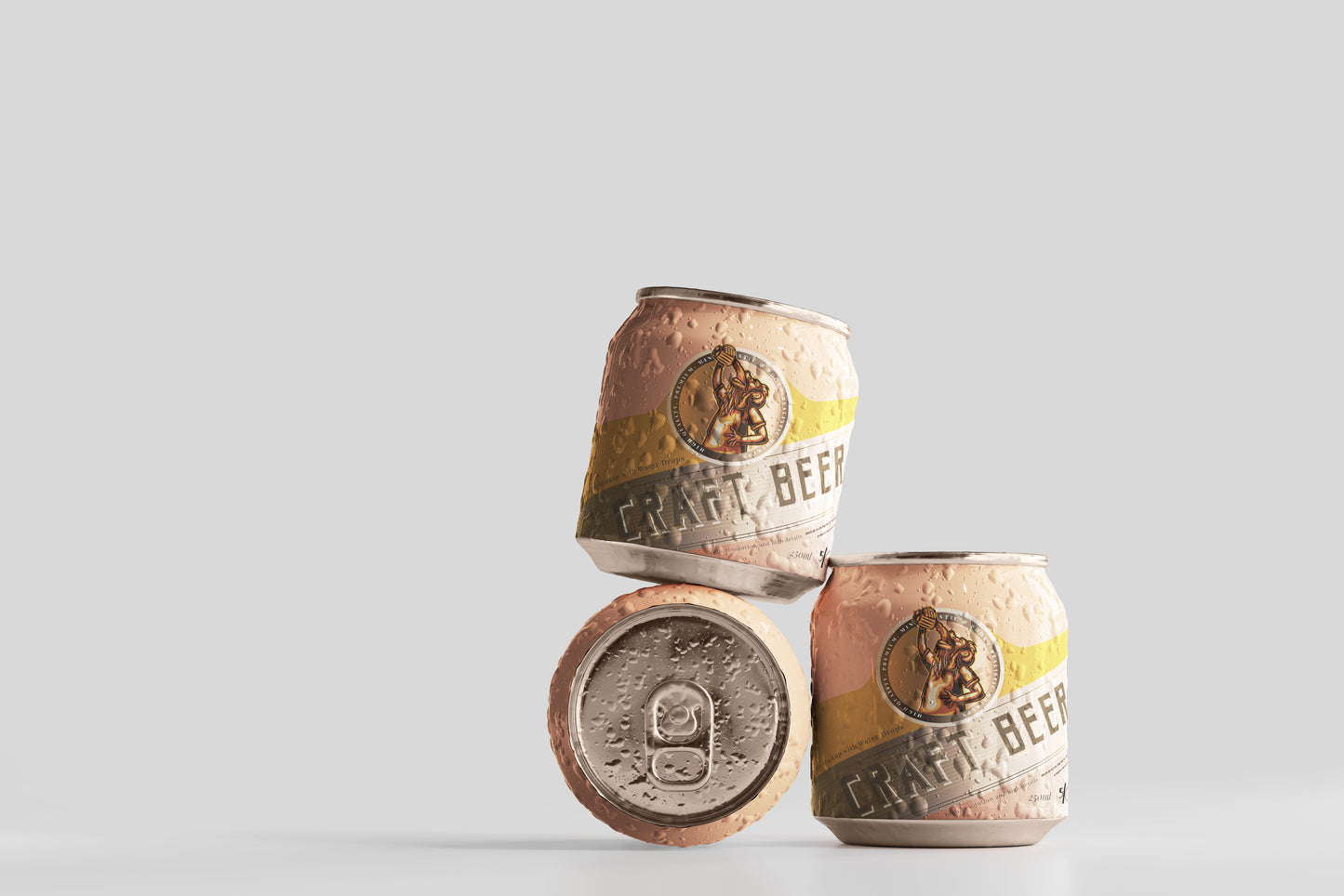 Stubby Beer Can Mockup with Condensation Effect