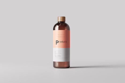 Amber Glass Bottle Mockup