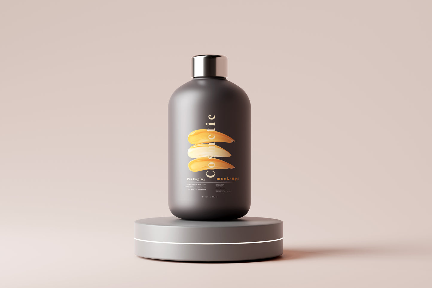 Dark Color Plastic Cosmetic Packaging Bottle Mockup