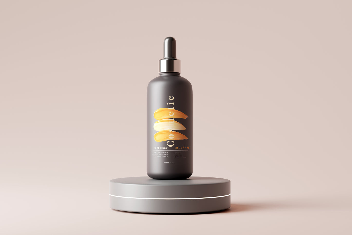 Dark Color Plastic Dropper or Serum Bottle Mockup