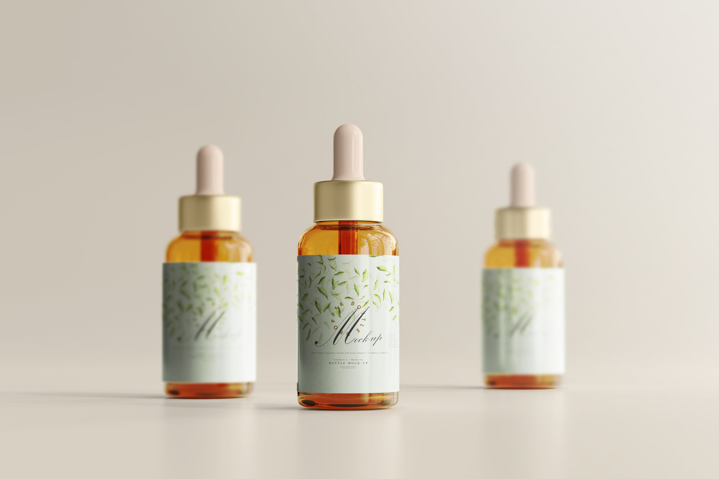 Amber Glass Dropper Bottle Mockup