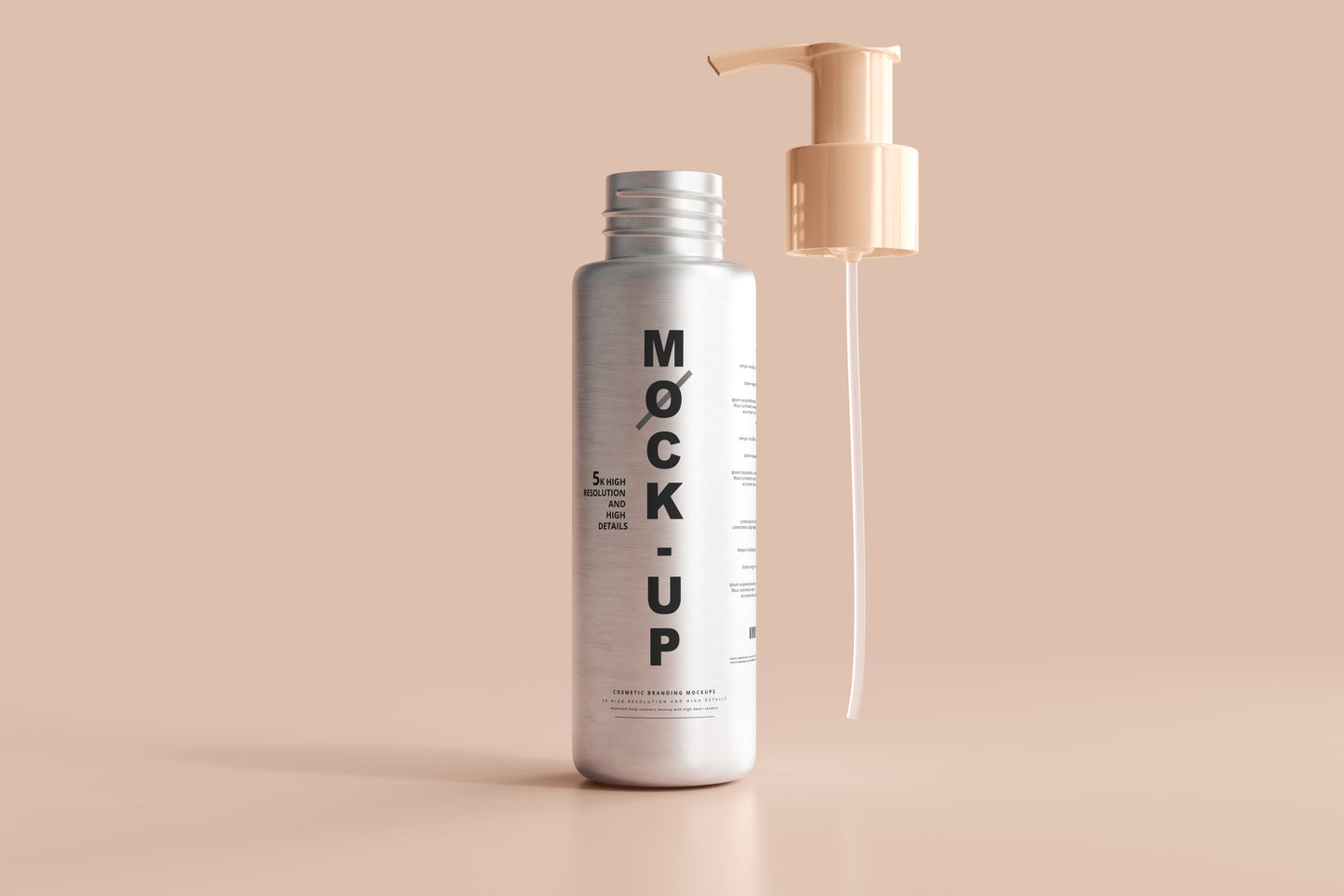 Aluminum Body Cosmetic Pump Bottle Mockup