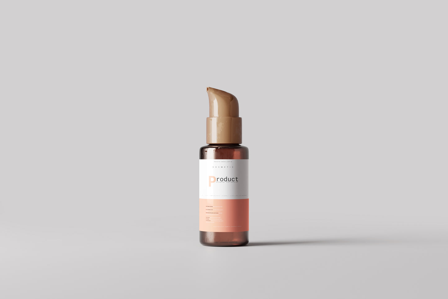 Amber Glass Tiny Airless Pump Bottle Mockup